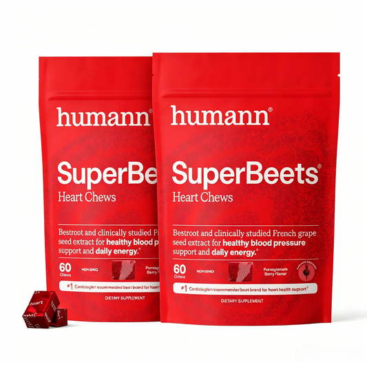 human SuperBeets Heart Chews, Beet Root Powder Support Energy Supplement, Nitric Oxide and Blood Pressure Support, Grape Seed Extract & Non-GMO, Heart Health, Pomegranate Berry Flavor, 120 Count